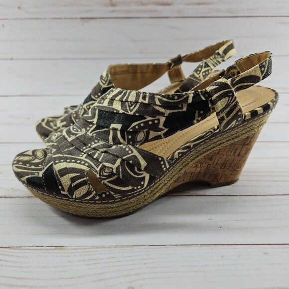 Naturalizer N5 Womens Size 10W Brown Lulianna Peep Toe Wedge Comfort Sandal Shoe - Picture 1 of 9